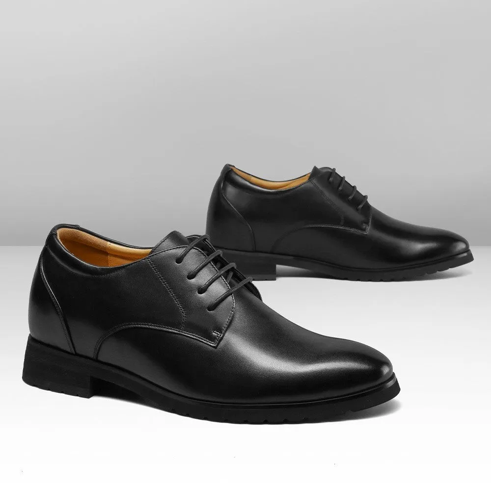 10 CM/3.94 Inches CMR CHAMARIPA Men's Black Leather Dress Shoes