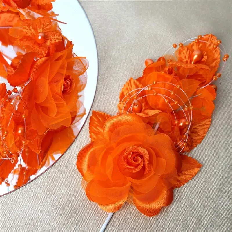 12 Pack 8" Orange Bridal Hair Side Comb Floral Barrette Headpiece Wedding Accessory