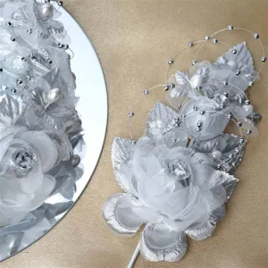 12 Pack 8" Silver Bridal Hair Side Comb Floral Barrette Headpiece Wedding Accessory