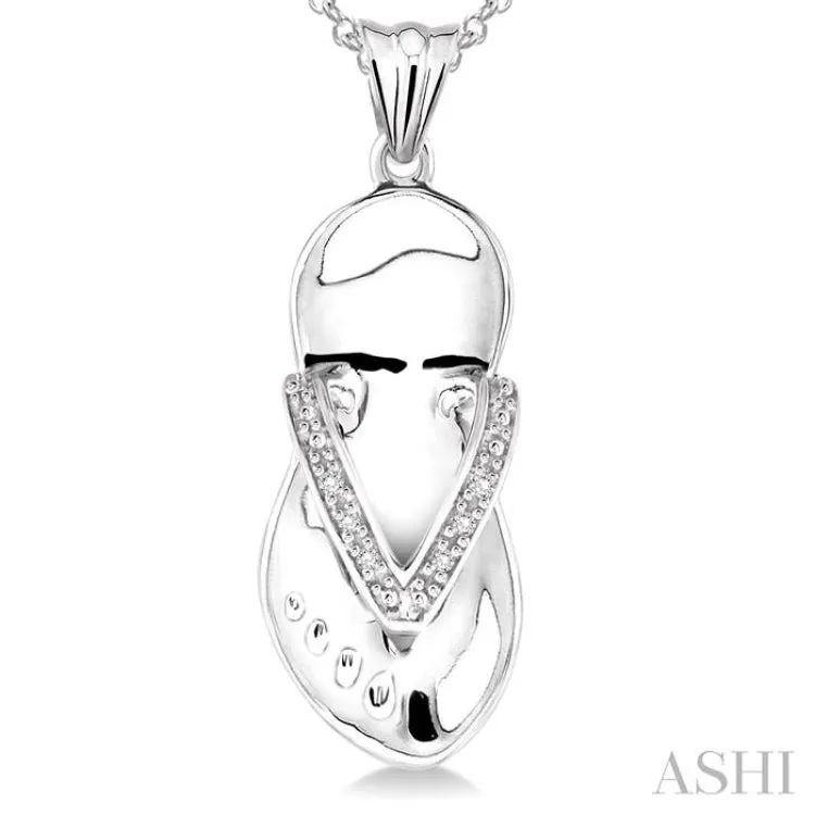 1/50 Ctw Single Cut Diamond Flip Flop Pendant in Sterling Silver with Chain