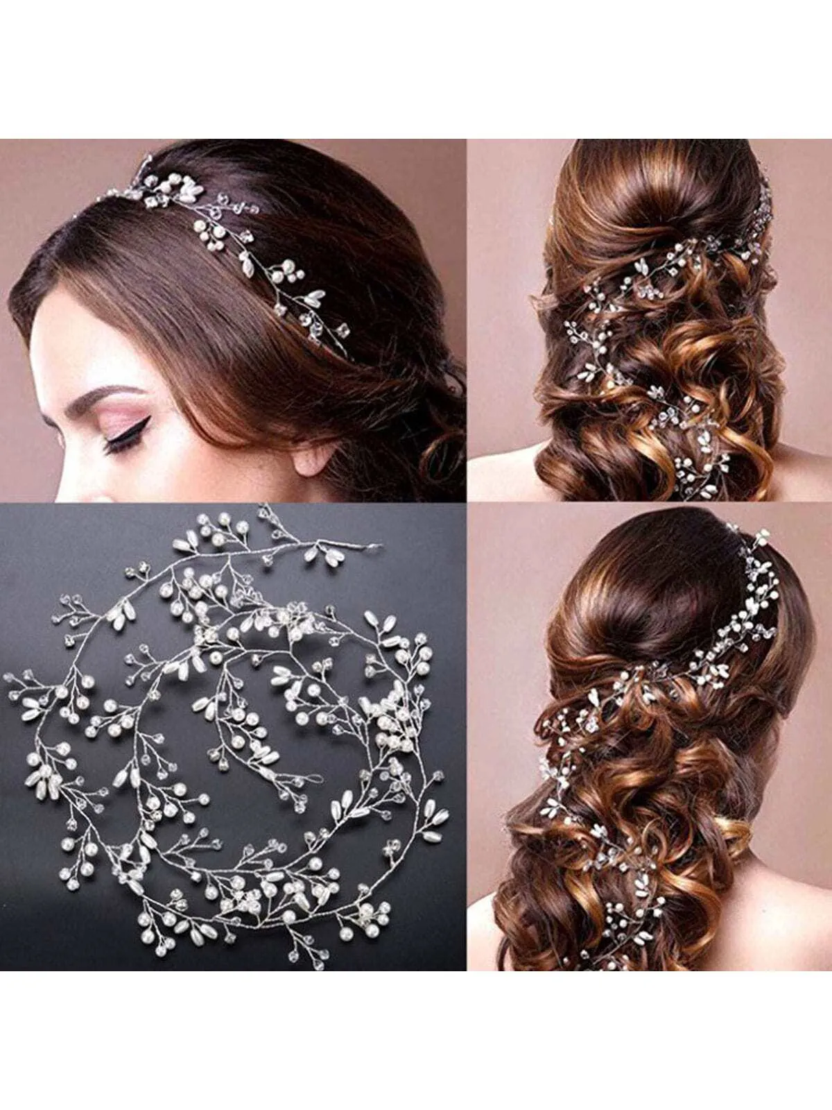 1pc Faux Pearl Decor Bridal Hair Band Suitable For Wedding, Evening Dress, And Travel Souvenir Elegant Tiaras