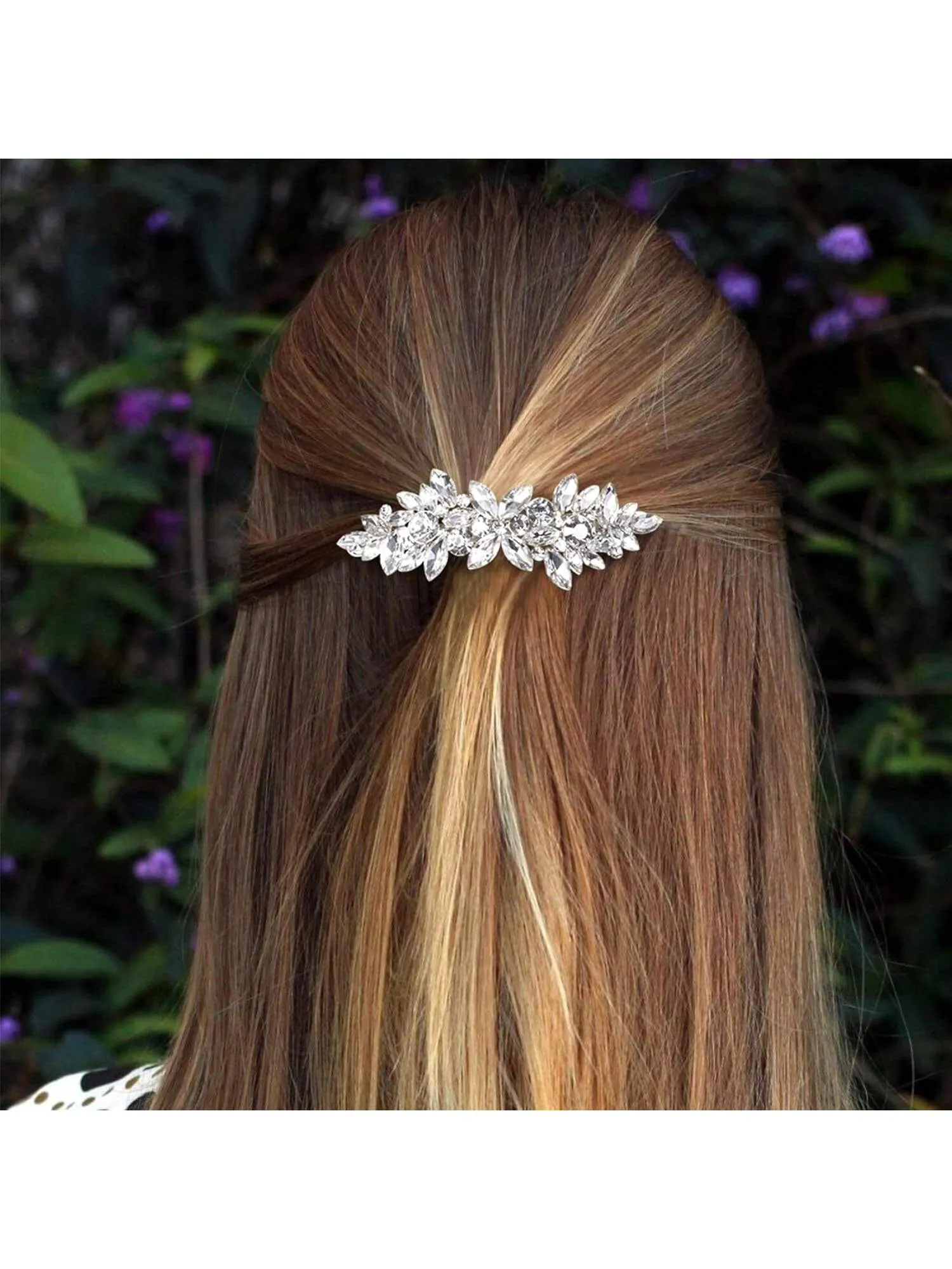 2Pcs Rhinestone Hair Clips Sparkly Crystal Pearl Hair Barrettes Fancy Hair Pin Wedding Prom Valentines Dance Accessories For Thick Long Hair Bride Women Girls Tiaras