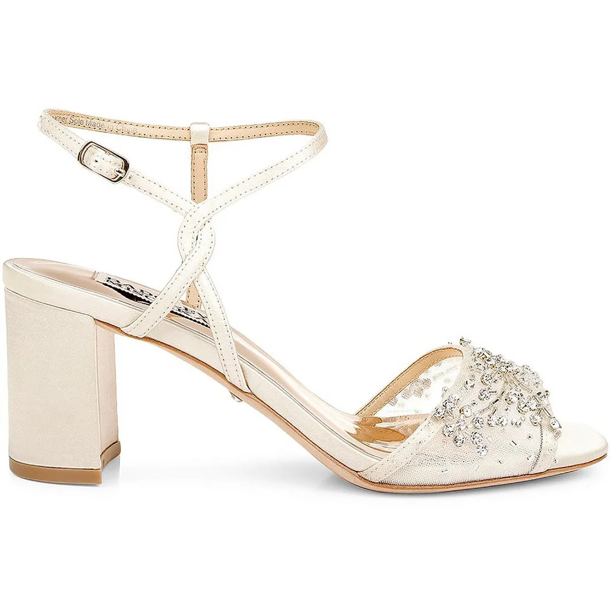 Badgley Mischka Womens Blaine Satin Jeweled Heels