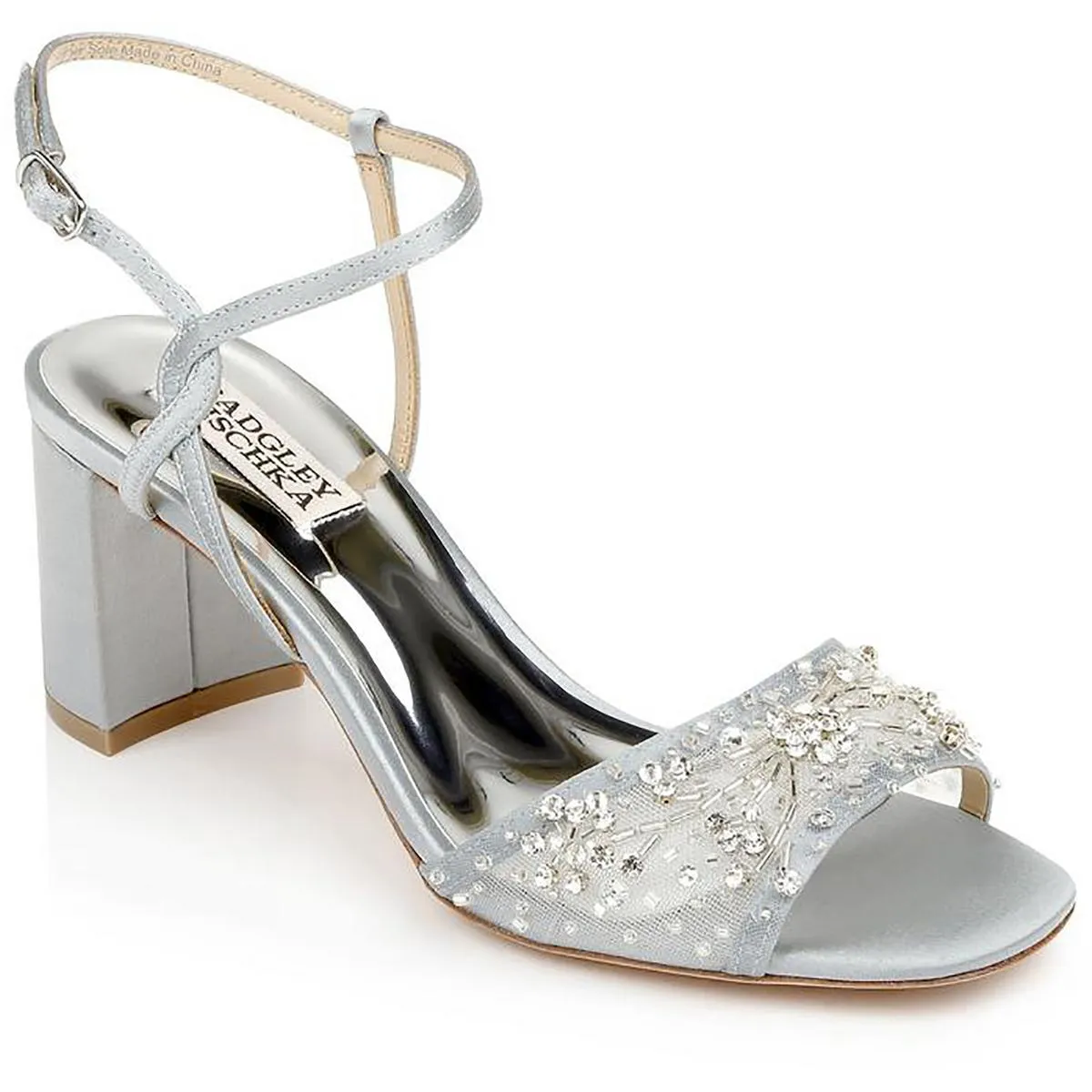 Badgley Mischka Womens Blaine Satin Jeweled Heels