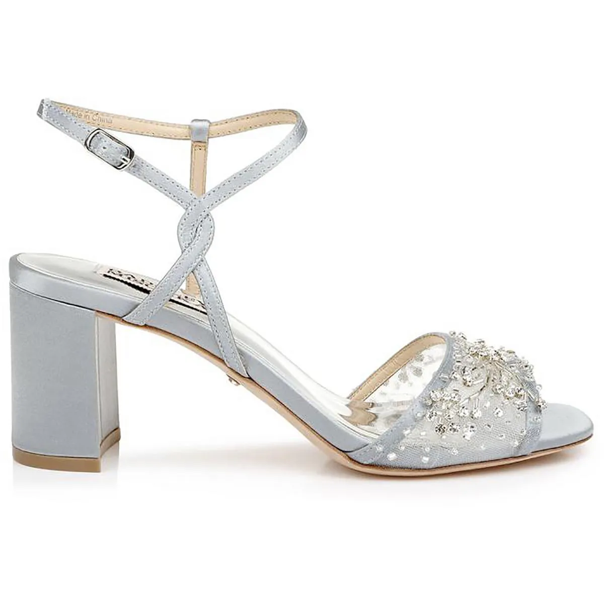 Badgley Mischka Womens Blaine Satin Jeweled Heels