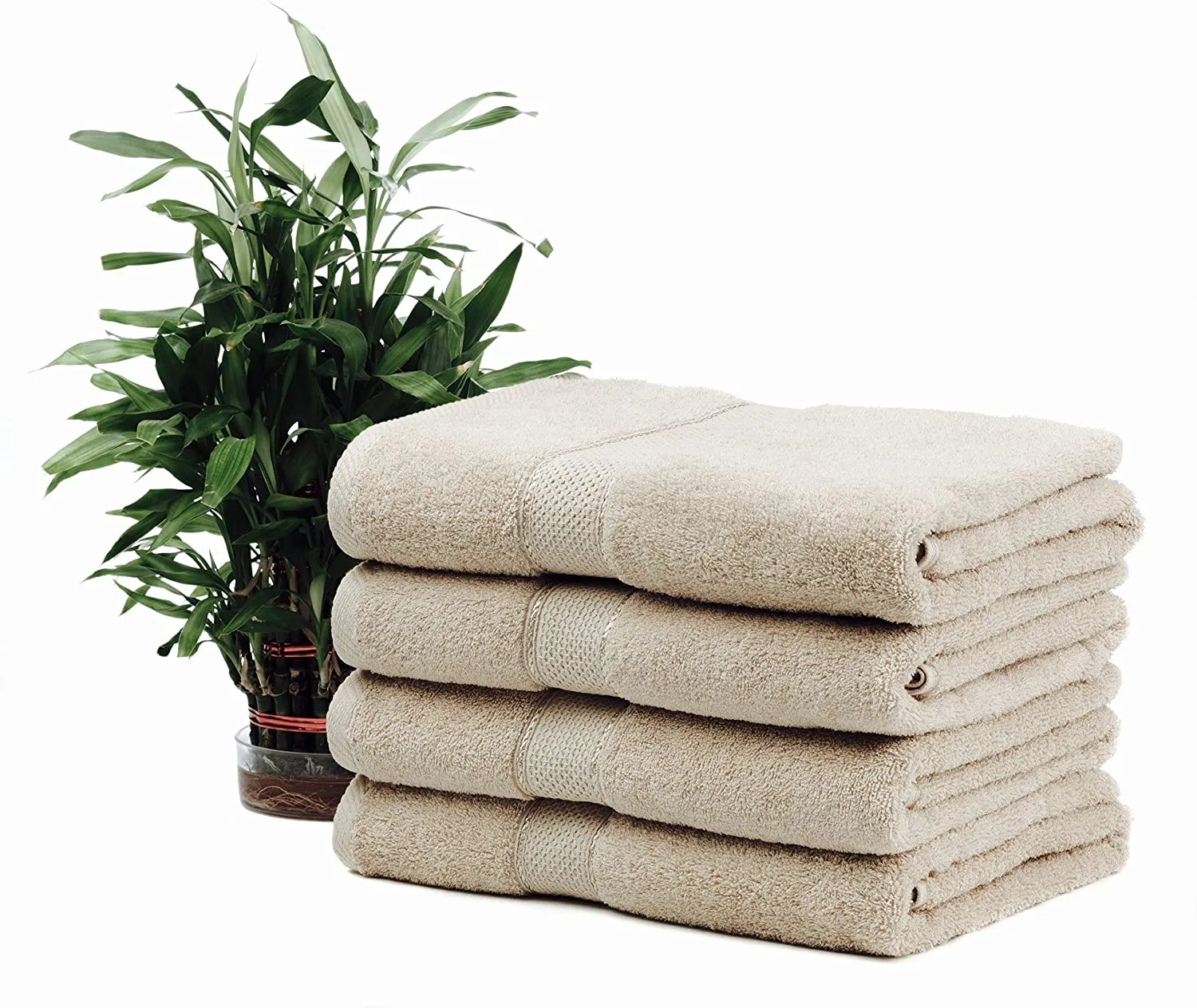 Bamboo Cotton Bath Towels - Natural, Ultra Absorbent and Eco-Friendly 30" X 52"