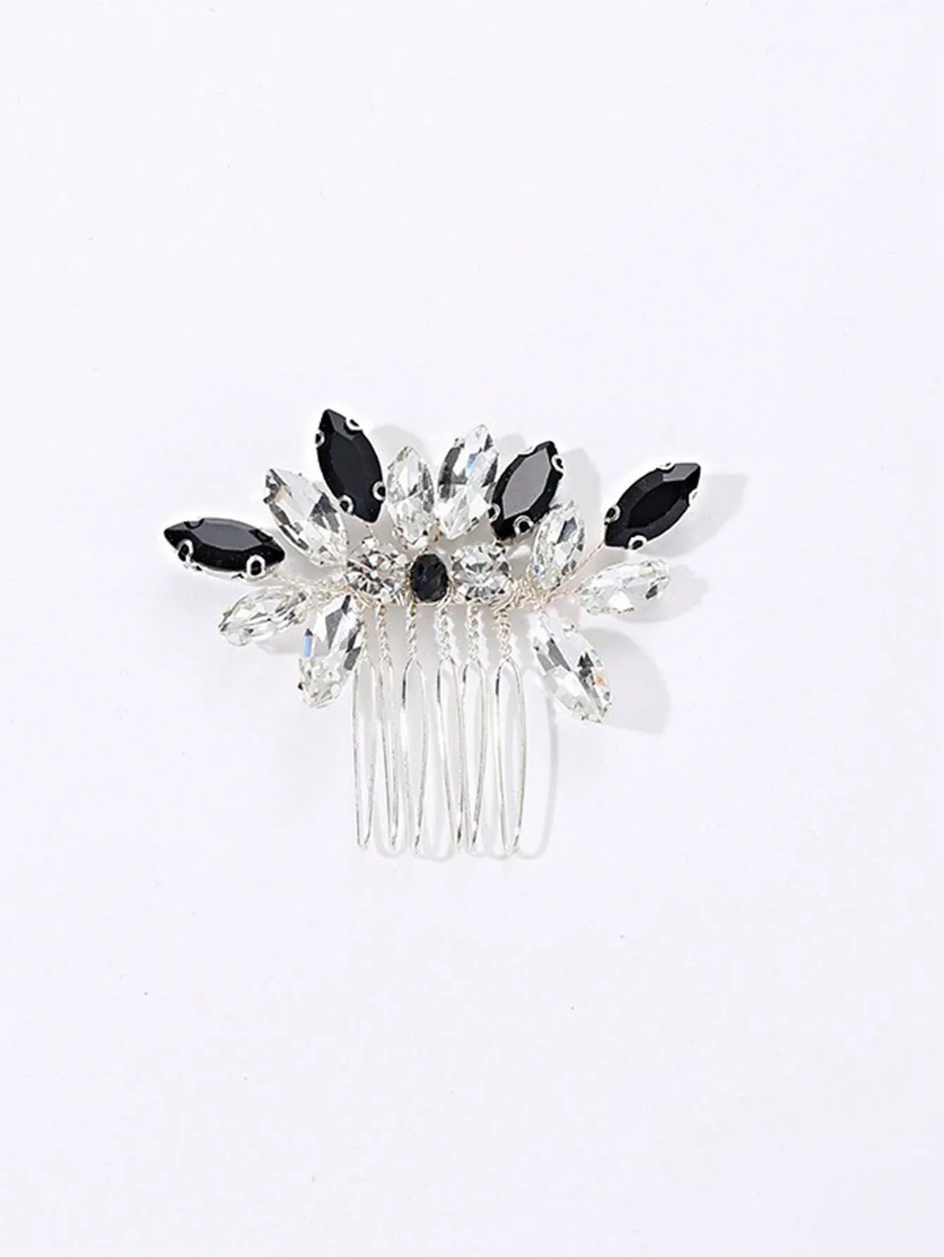 Black Hair Comb Crystal Insert Comb Fascinator For Bridal Wedding Handmade Rhinestone Hair Accessories Elegant Royal Tiaras