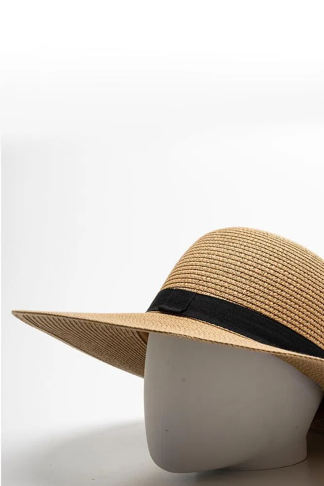 Black Trim Wide Brim Sunhat Natural