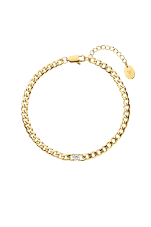 Brilliant Curb Bracelet 14K Gold Plated