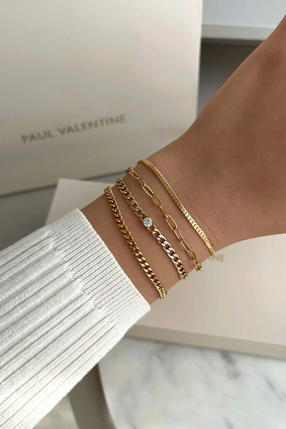 Brilliant Curb Bracelet 14K Gold Plated