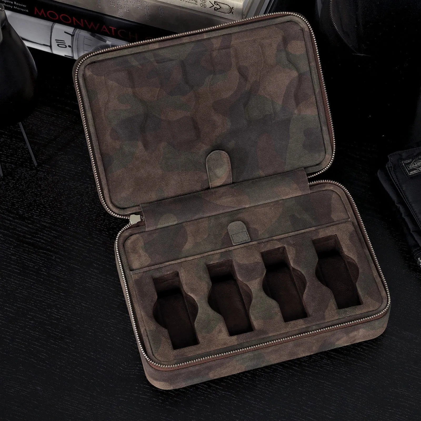 Brown Camo Suede Luxury Leather Watch Box