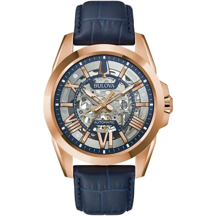 Bulova Sutton Men's Rose Gold Blue Watch 97A161