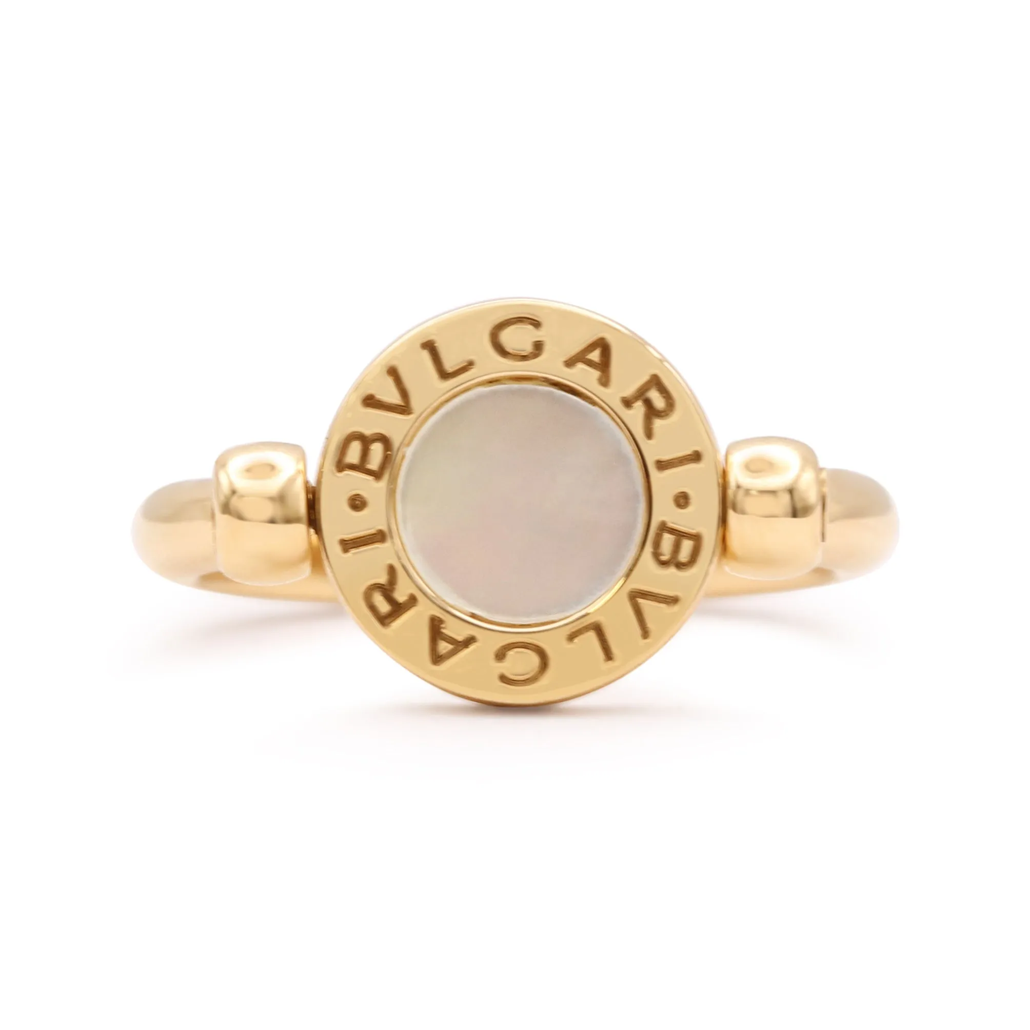 BVLGARI BVLGARI Yellow Flip Ring Set With Onyx & Mother-Of-Pearl