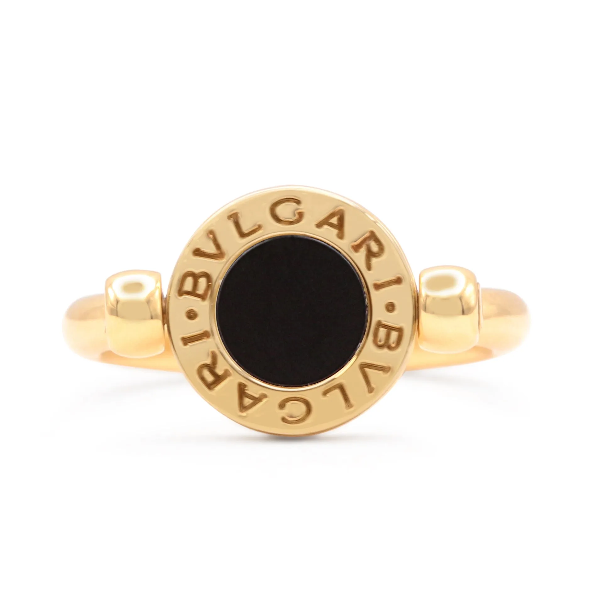 BVLGARI BVLGARI Yellow Flip Ring Set With Onyx & Mother-Of-Pearl