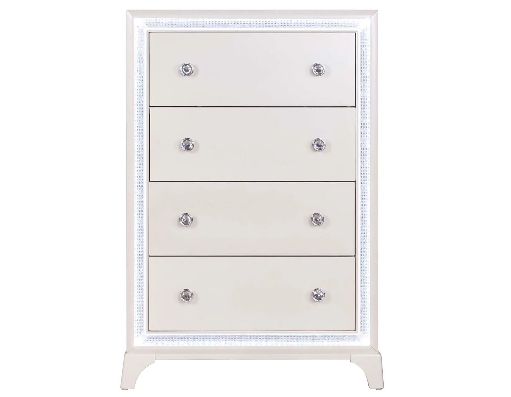 Cassie Illuminating 5-Drawer Chest, Shimmering Pearl Finish