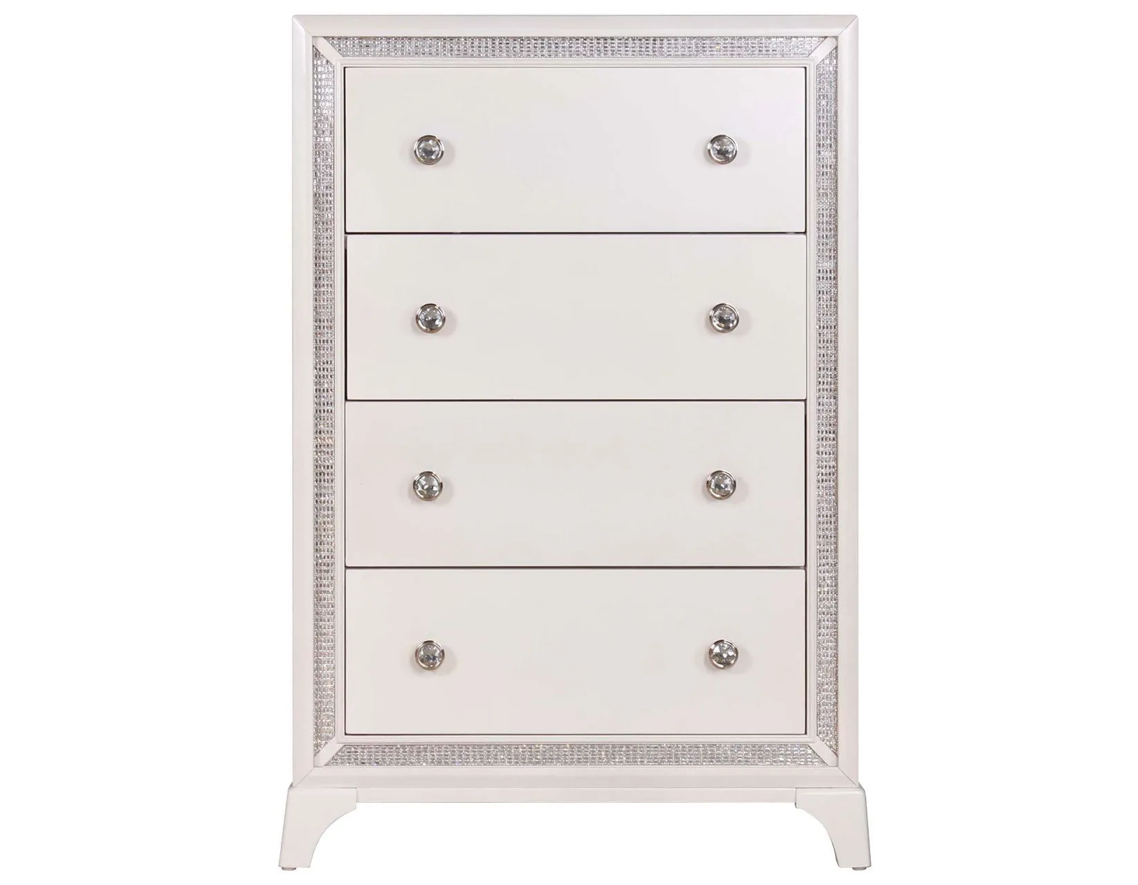 Cassie Illuminating 5-Drawer Chest, Shimmering Pearl Finish