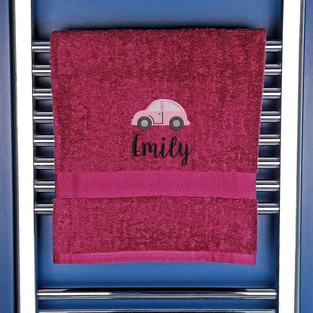 Children's Pink Car Bath Towel