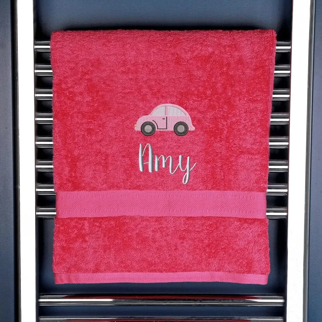 Children's Pink Car Bath Towel