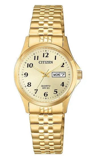 Citizen Quartz Gold Tone Watch with Date EQ2002-91P