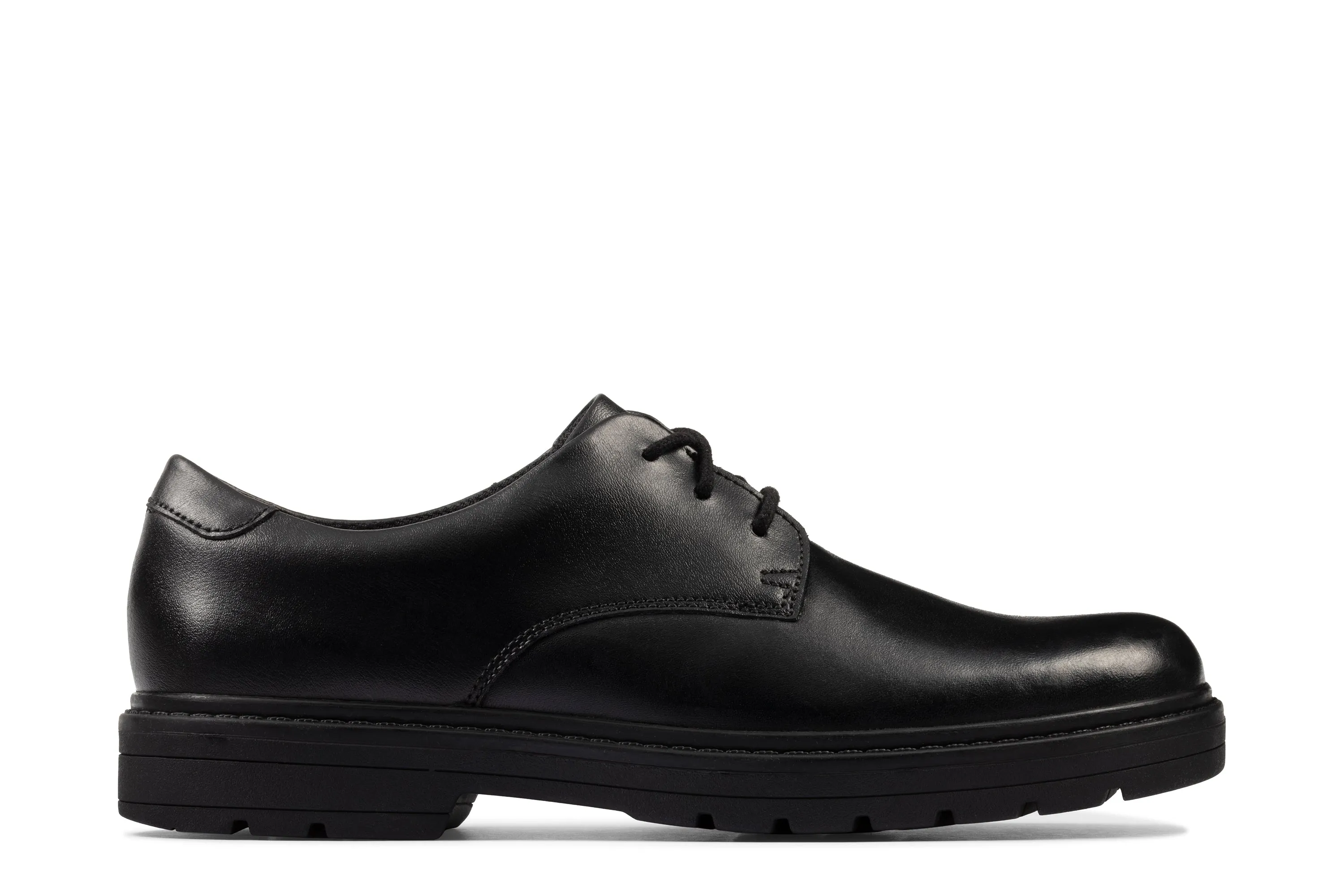 Clarks Loxham Derby Boys Black School Shoe