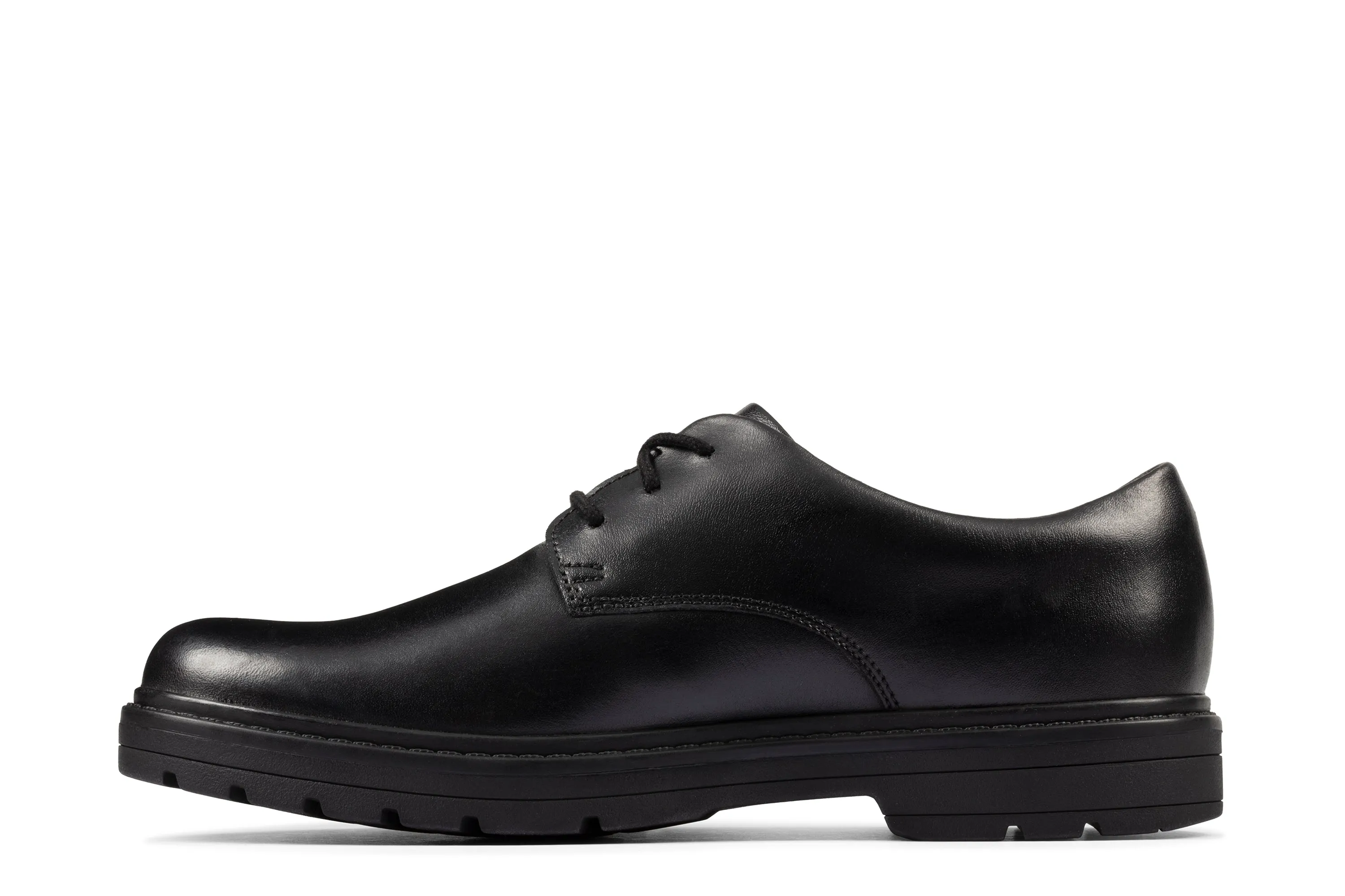 Clarks Loxham Derby Boys Black School Shoe