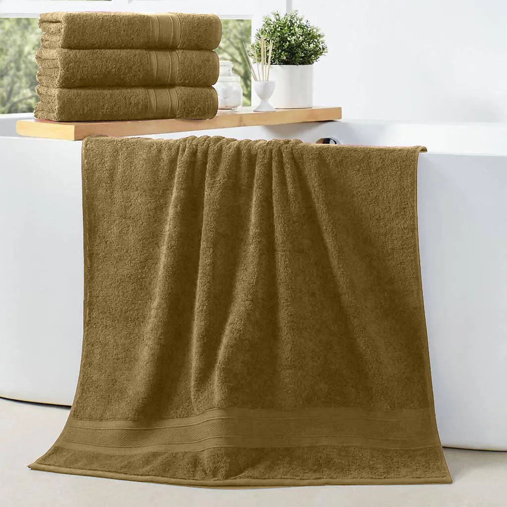 Cotton Bath Towel 70x140 CM 4 Piece Set, Camel