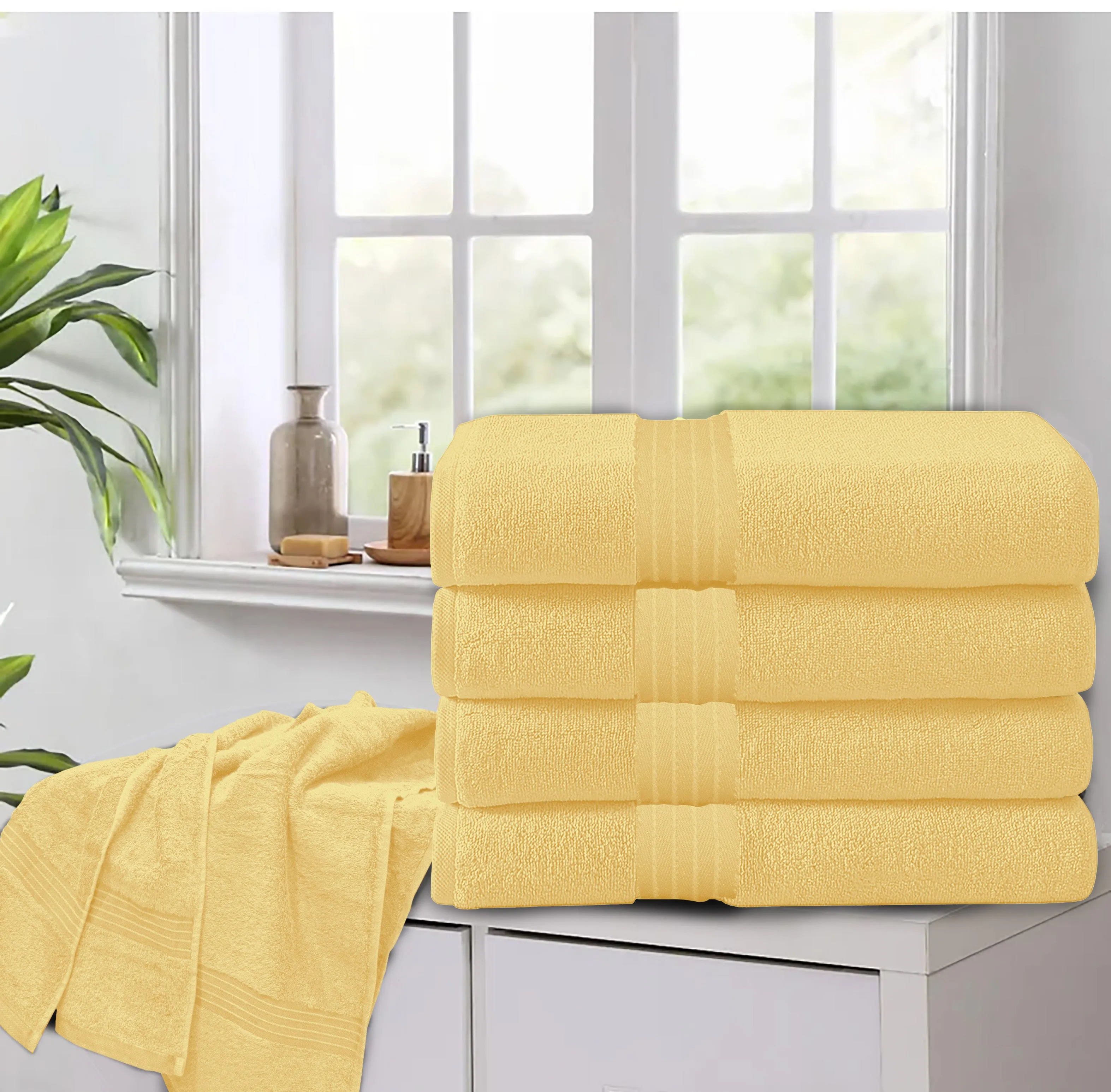 Cotton Bath Towel 70x140 CM 4 Piece Set, Mango