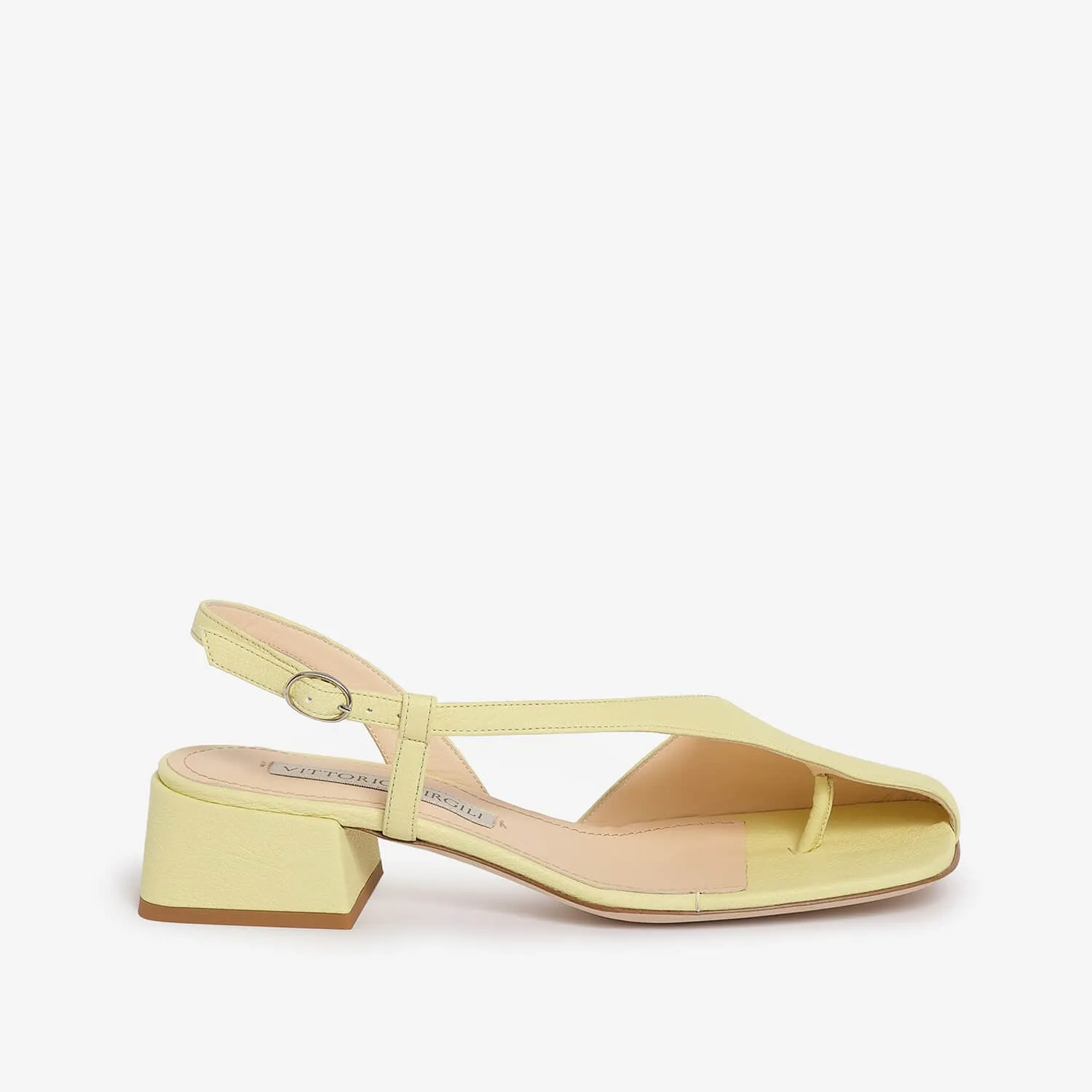 Cream women's leather flip flop sandal