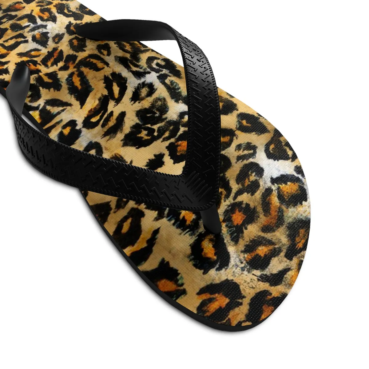 Cute Leopard Flip Flops, Wild Animal Print Designer Unisex Flip-Flops - Made in USA (Size: S, M, L)