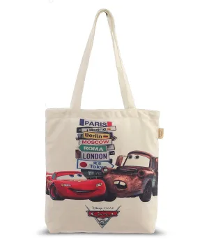 Disney Cars - White Color Canvas  Shoulder Handbag