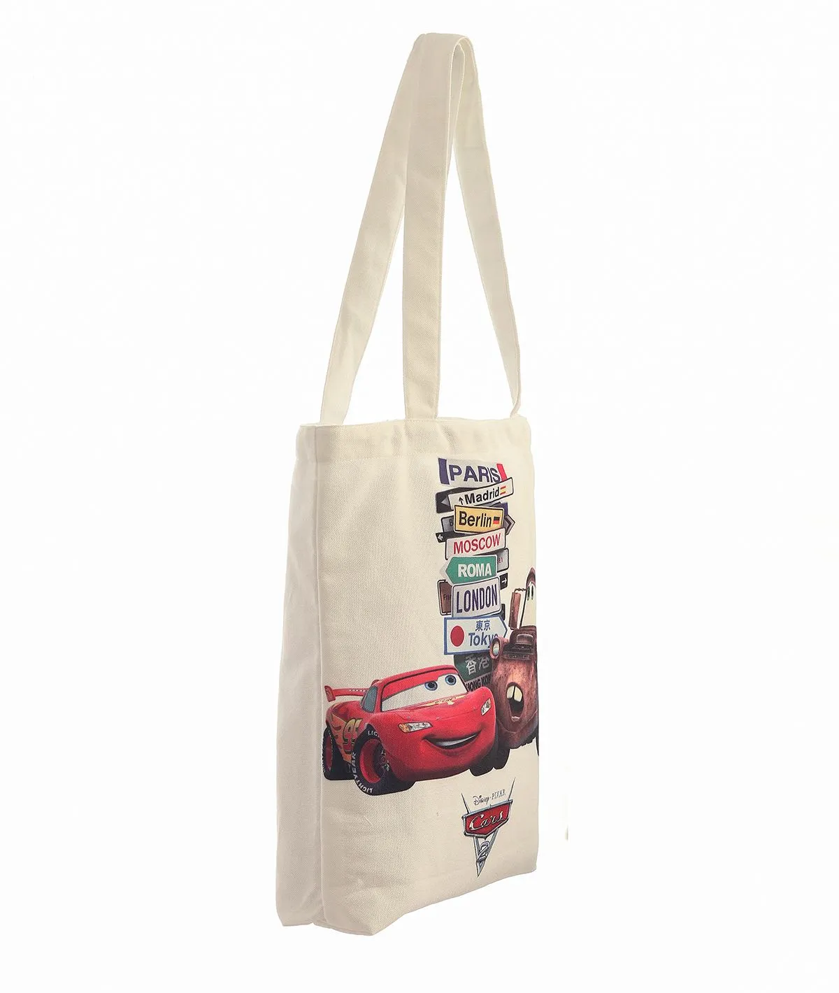 Disney Cars - White Color Canvas  Shoulder Handbag