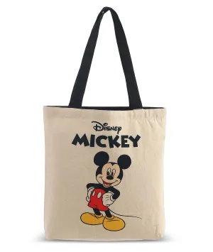 Disney Mickey - Off White Color Cotton Canvas Shoulder Handbag