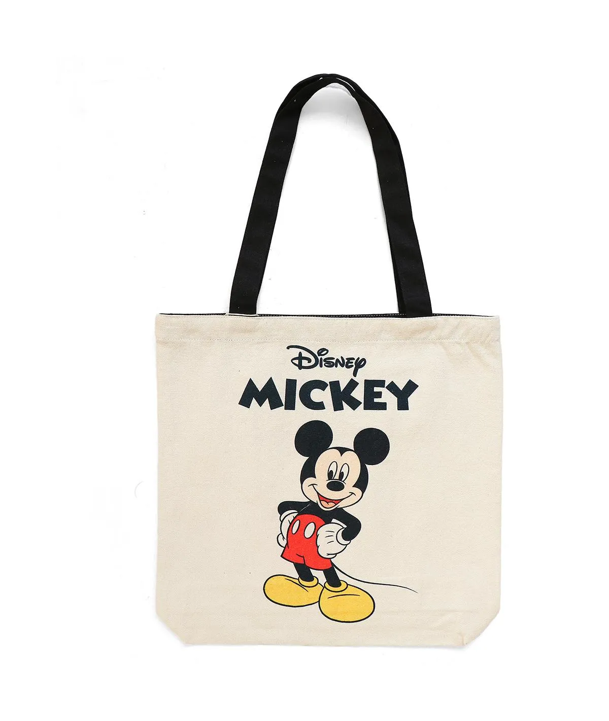 Disney Mickey - Off White Color Cotton Canvas Shoulder Handbag