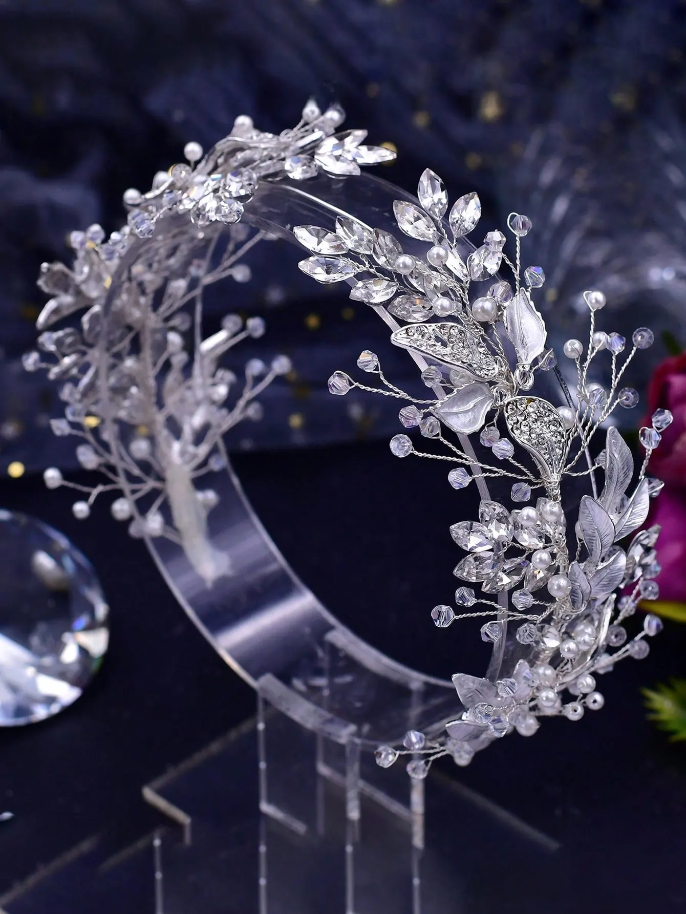 Elegant 1pc Luxurious Alloy & Rhinestone Bridal Headband Hair Accessory For Wedding Royal Tiaras