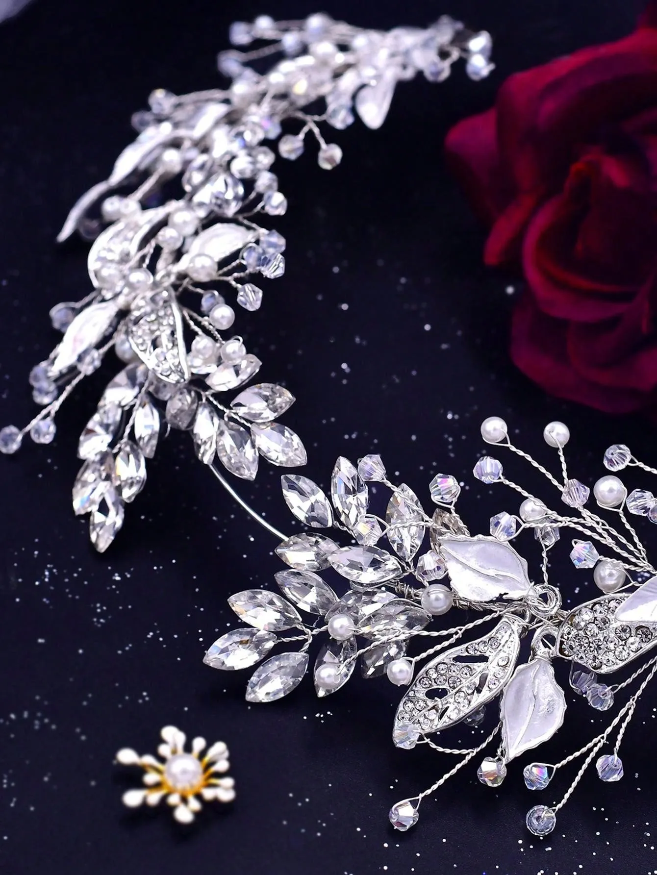 Elegant 1pc Luxurious Alloy & Rhinestone Bridal Headband Hair Accessory For Wedding Royal Tiaras