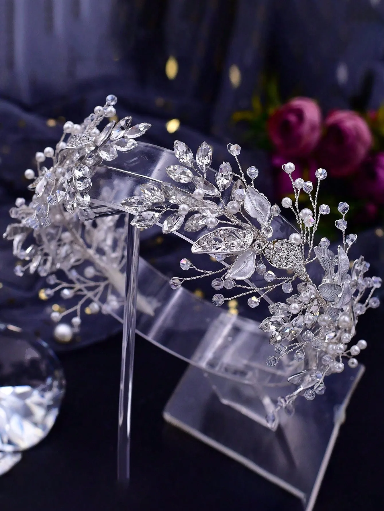 Elegant 1pc Luxurious Alloy & Rhinestone Bridal Headband Hair Accessory For Wedding Royal Tiaras