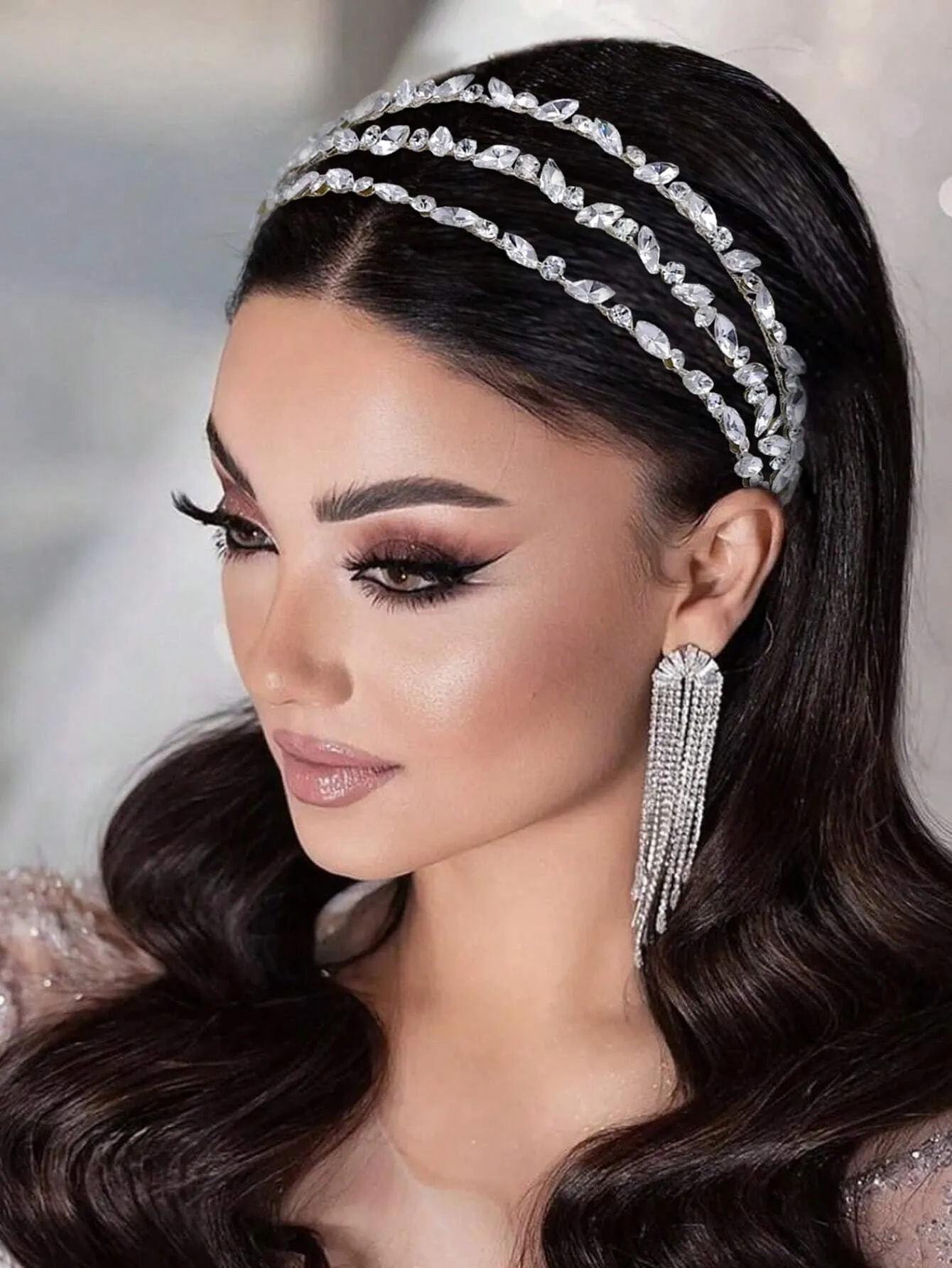 Elegant 1pc Luxurious Alloy & Rhinestone Bridal Headband Hair Accessory For Wedding Royal Tiaras