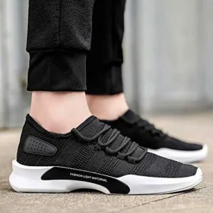 Elegant Black Mesh Solid Sports Shoes For Men