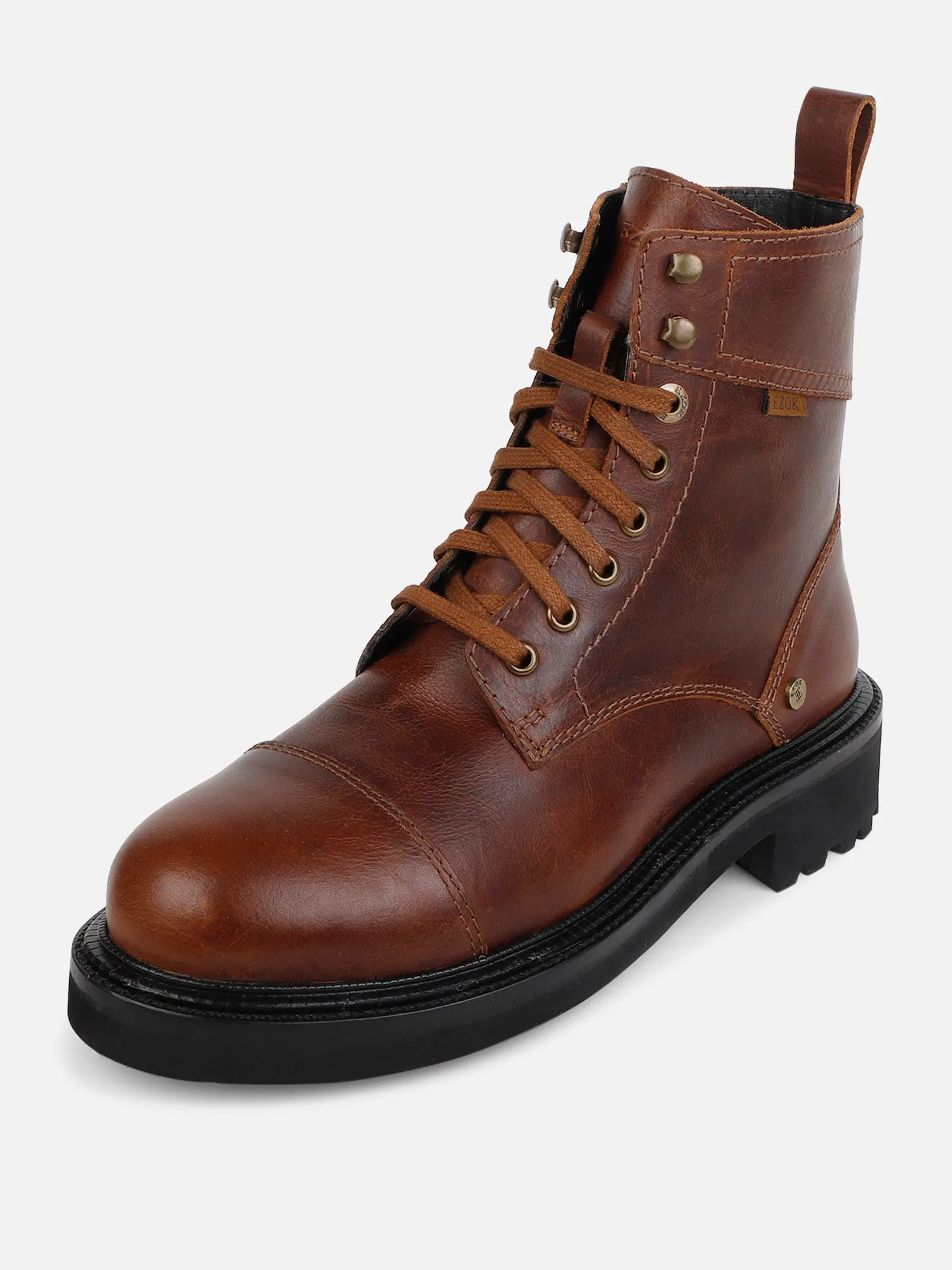 Ezok Leather Lace Up Boots For Men