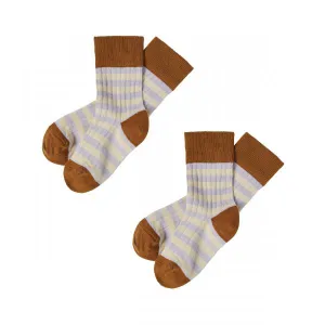 FUB 2 Pack Classic Striped Socks (20524 SS 389) -- rust/heather