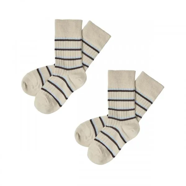 FUB 2 Pack Thin Striped Socks (20224 SS 377) -- mulberry/cloud