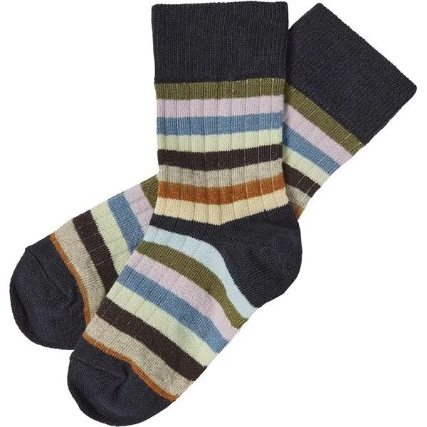 FUB Dark Navy/Multi Stripe 2-pack Classic Striped Socks