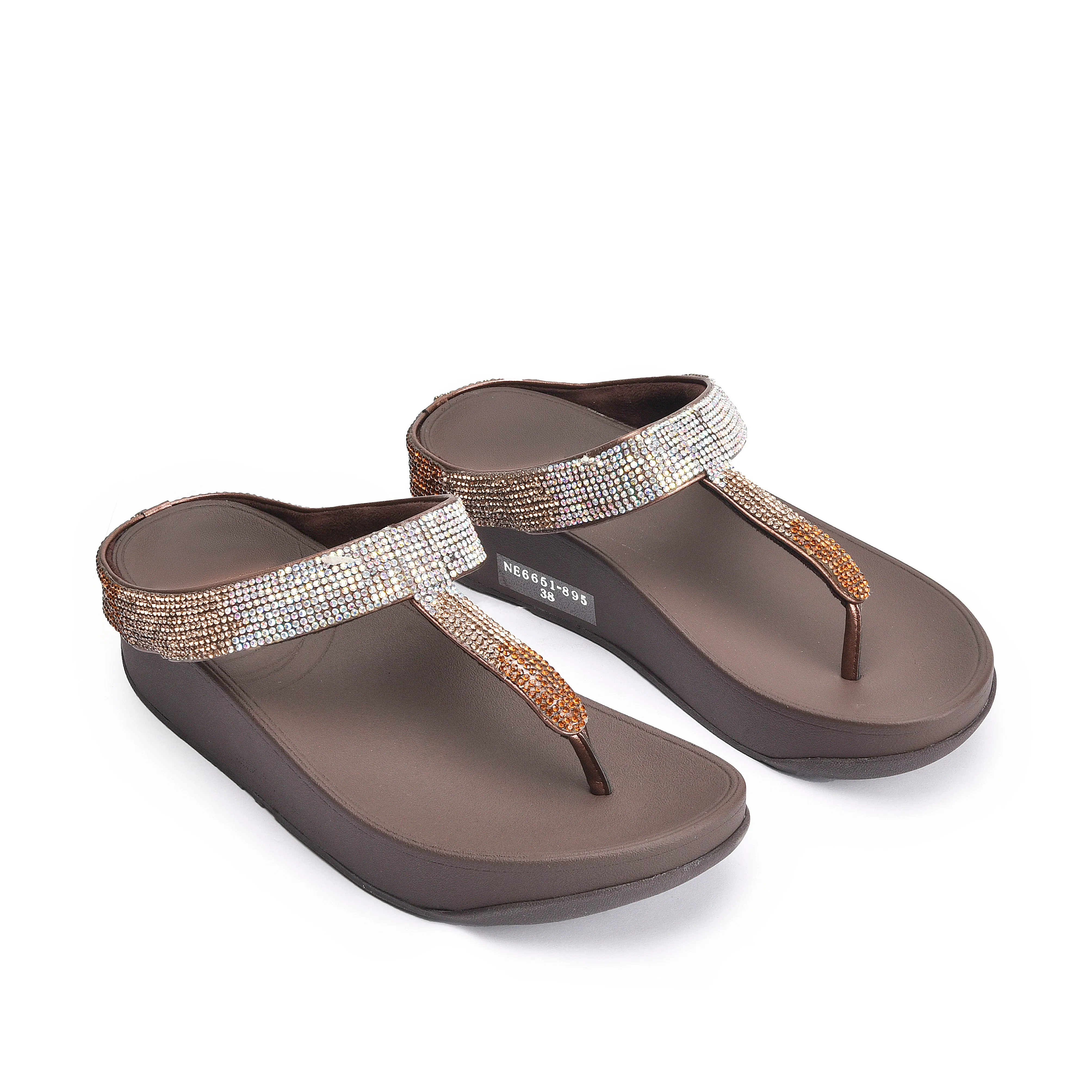 Glamorous Bronze Embellished Flip-Flops | 751RB-X