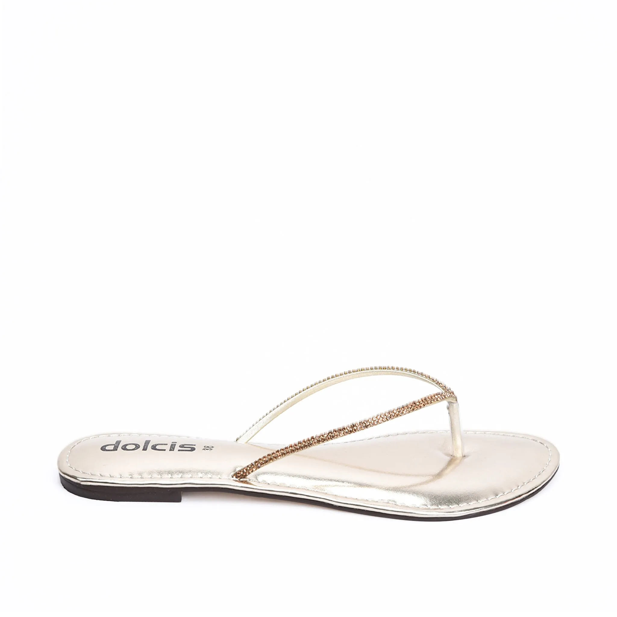 Glamorous Gold Patent Leather Flip Flops | 717R-X