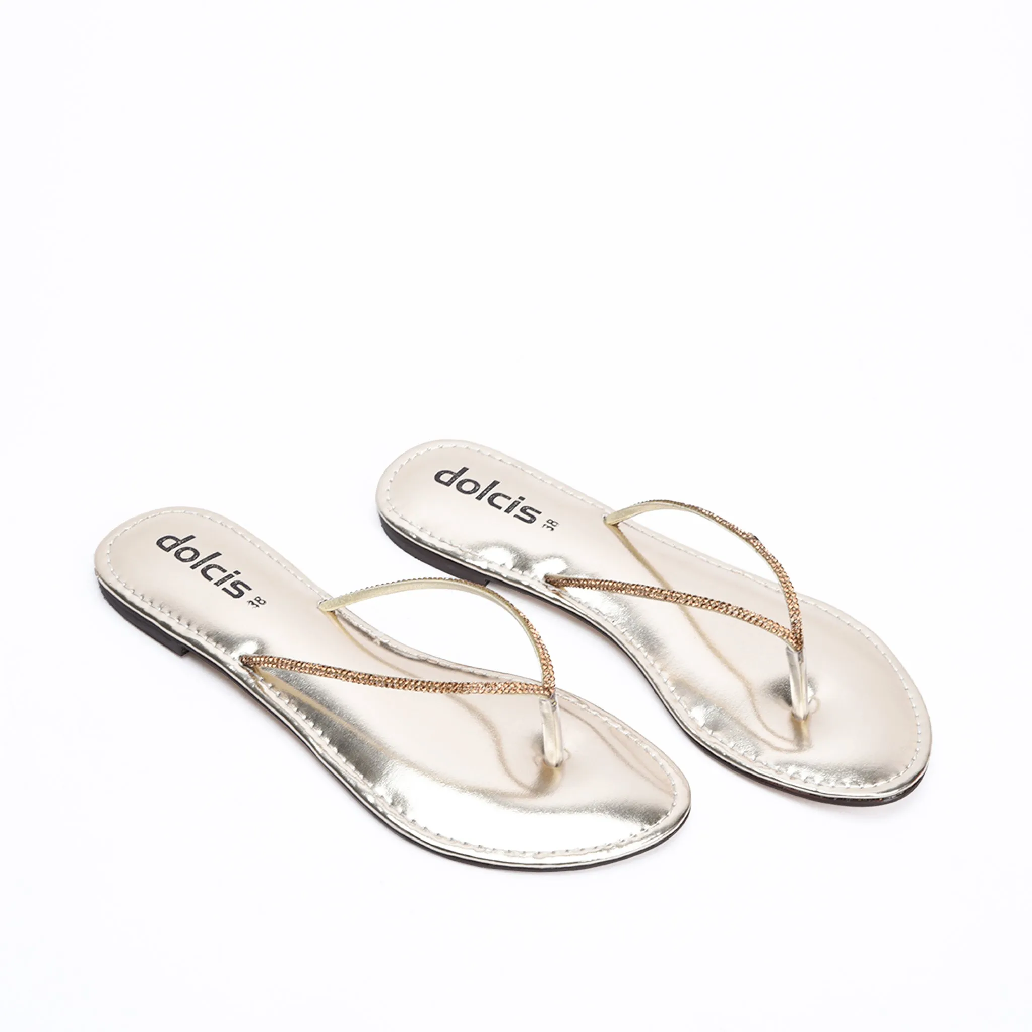 Glamorous Gold Patent Leather Flip Flops | 717R-X