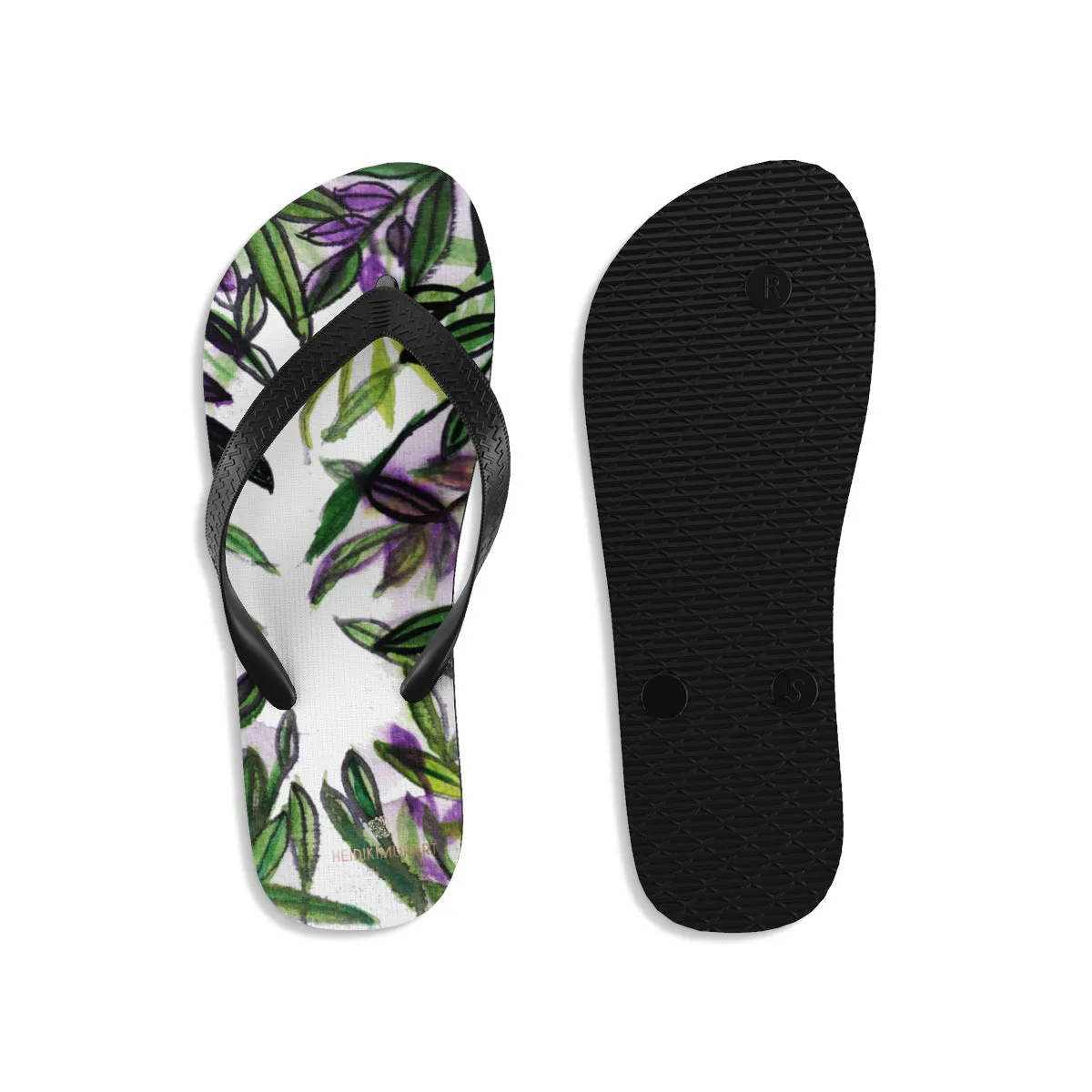 Green Tropical Flip Flops, Best Leaves Print Unisex Designer Flip-Flops - Made in USA (Size: S, M, L)