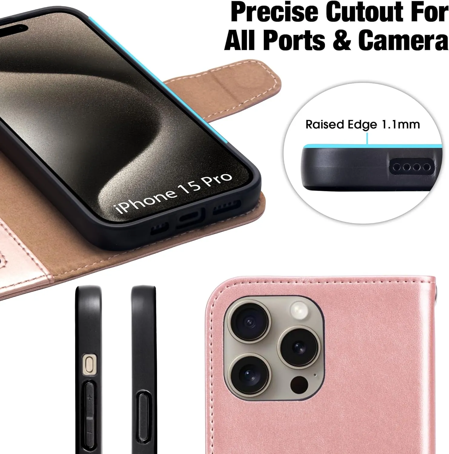 iPhone 16 Pro Max Case Card Holder Wrist Strap Wallet Flip Case