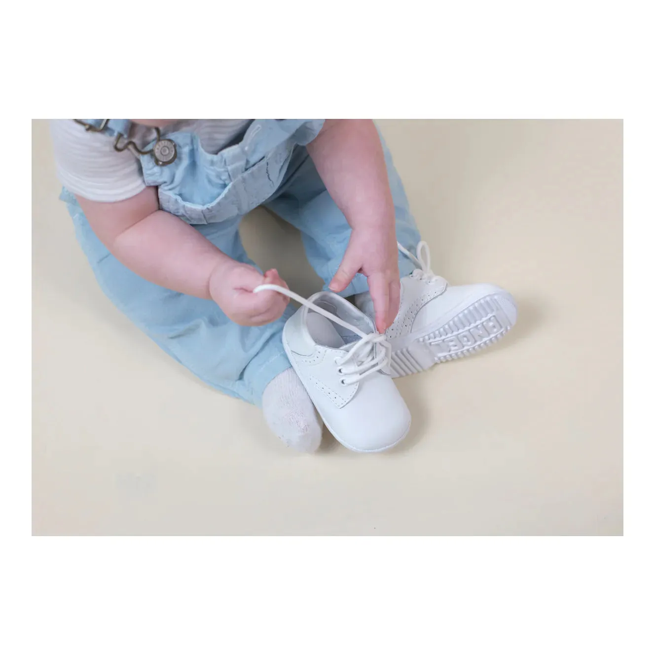 James Boy's White Leather Lace Up Shoe