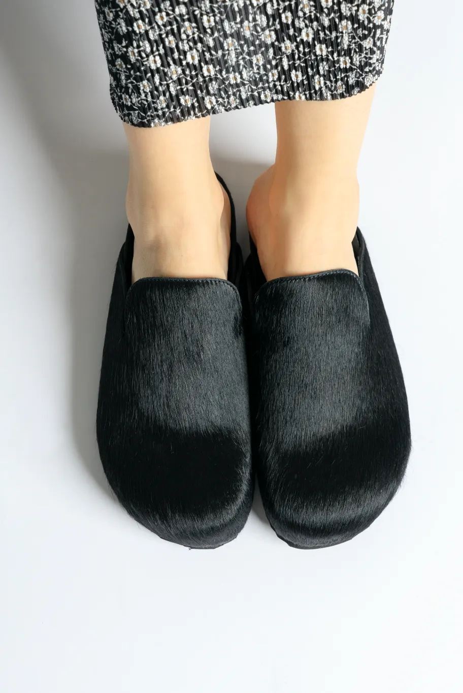 Kibo Black Pony Hair Mules