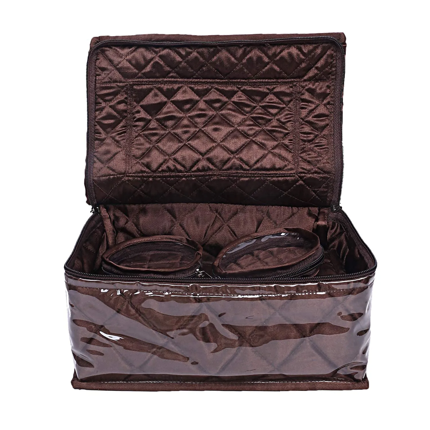 Kuber Industries Faux Leather Rexine Jewellery Box, Brown, (Model: CM535)